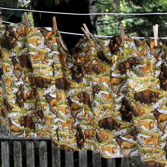 VTG 80's Cotton Wildlife Valence 173" x 22" Mancave Den Bears Cougar Deer Elk - Picture 6 of 10